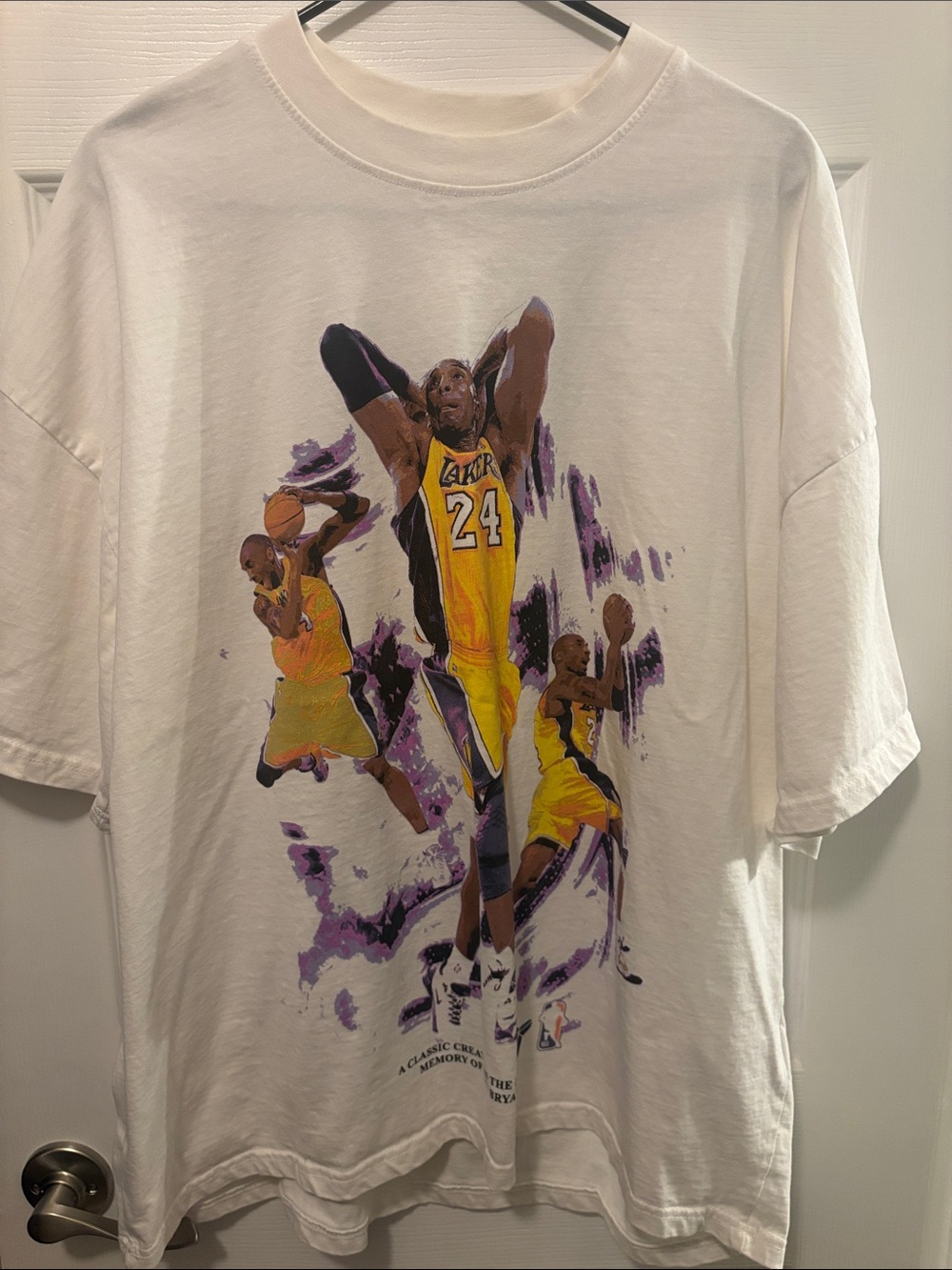 Cisco White Tee with Yellow & Purple Lakers Graphics